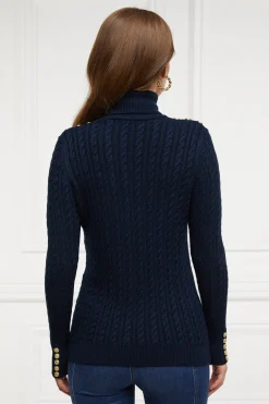 Seattle Roll Neck Cable Knit (Ink Navy)