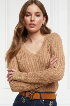 Seattle V-Neck Knit (Dark Camel)