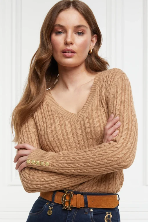Seattle V-Neck Knit (Dark Camel)