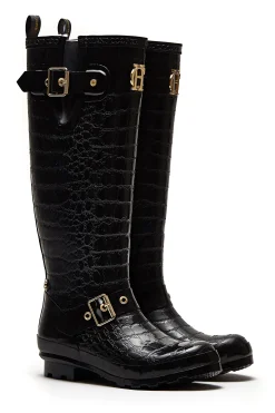 Sherpa Lined Regency Wellington (Black Croc)
