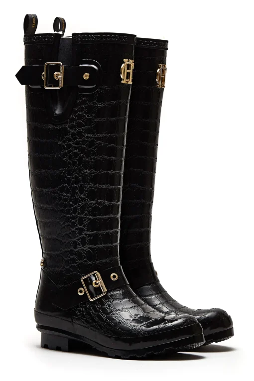 Sherpa Lined Regency Wellington (Black Croc)