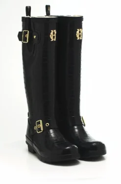 Sherpa Lined Regency Wellington (Black Croc)
