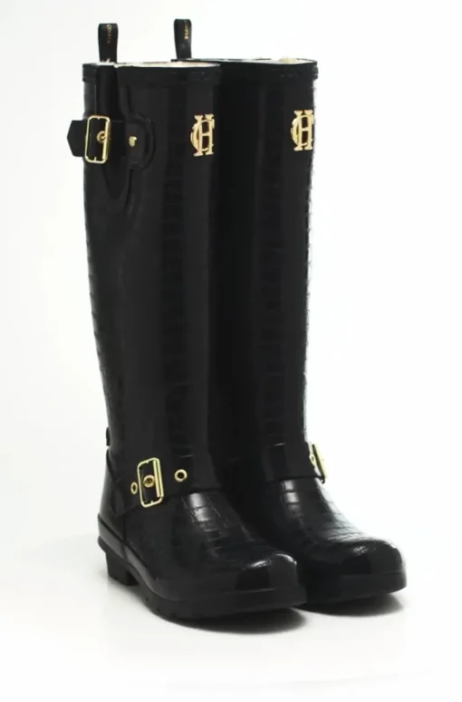 Sherpa Lined Regency Wellington (Black Croc)
