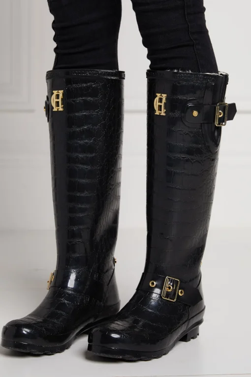 Sherpa Lined Regency Wellington (Black Croc)