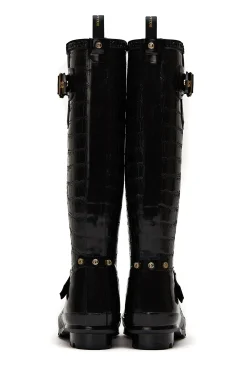 Sherpa Lined Regency Wellington (Black Croc)