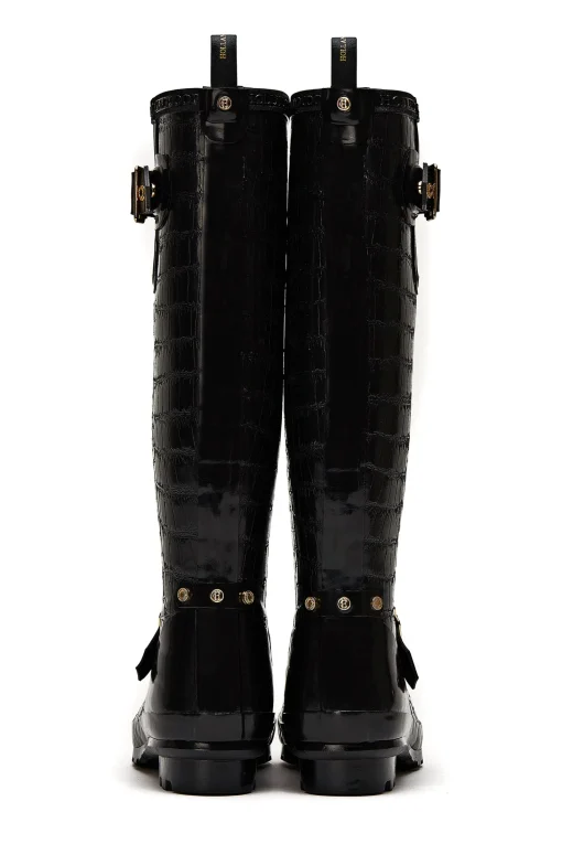Sherpa Lined Regency Wellington (Black Croc)