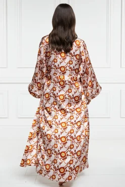 Silk Full Length Dressing Gown (Blush)