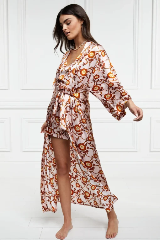 Silk Full Length Dressing Gown (Blush)