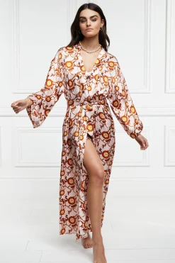 Silk Full Length Dressing Gown (Blush)