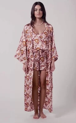 Silk Full Length Dressing Gown (Blush)