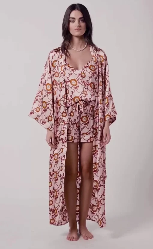 Silk Full Length Dressing Gown (Blush)