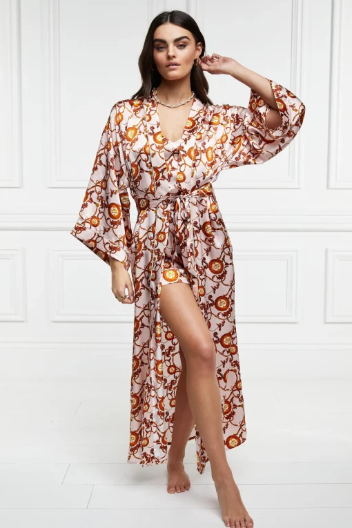Silk Full Length Dressing Gown (Blush)