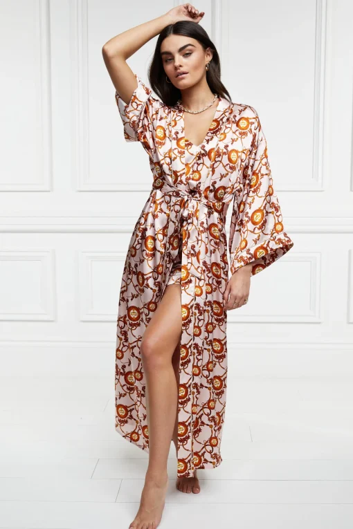 Silk Full Length Dressing Gown (Blush)
