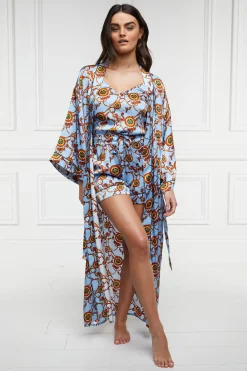 Silk Full Length Dressing Gown (Sky Blue)
