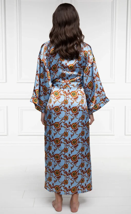 Silk Full Length Dressing Gown (Sky Blue)