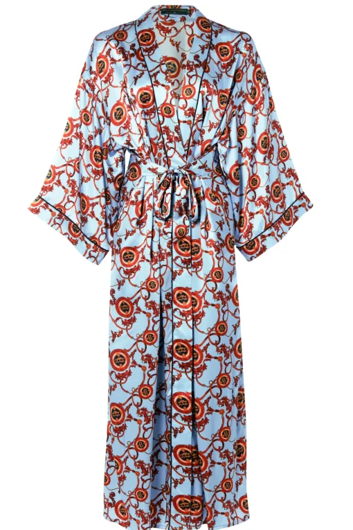 Silk Full Length Dressing Gown (Sky Blue)