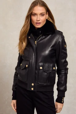 Sloane Leather Bomber (Black)