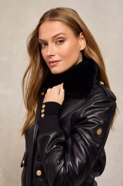 Sloane Leather Bomber (Black)