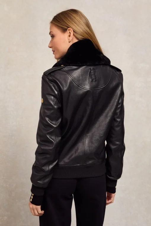 Sloane Leather Bomber (Black)