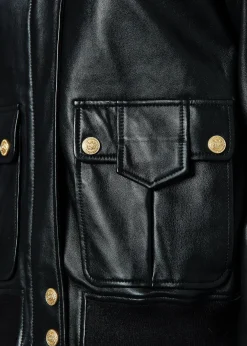 Sloane Leather Bomber (Black)
