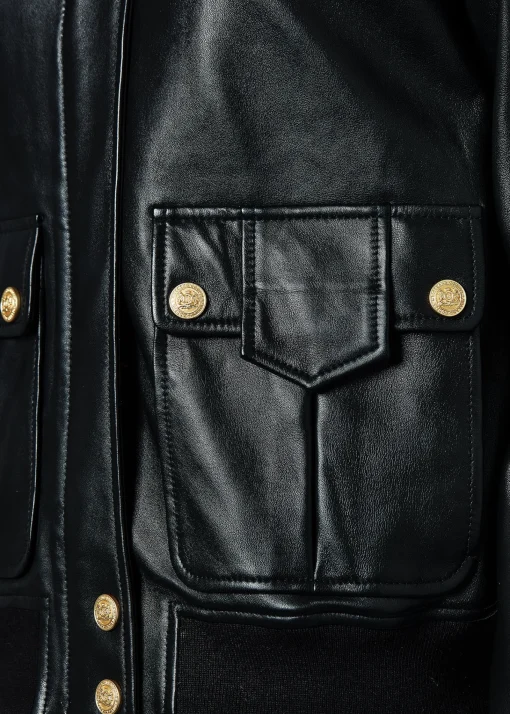 Sloane Leather Bomber (Black)