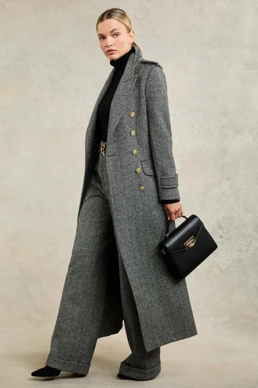 The Great Coat (Wide Tooth Black Herringbone)