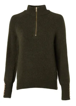 Tori Quarter Zip Knit (Forest Green)