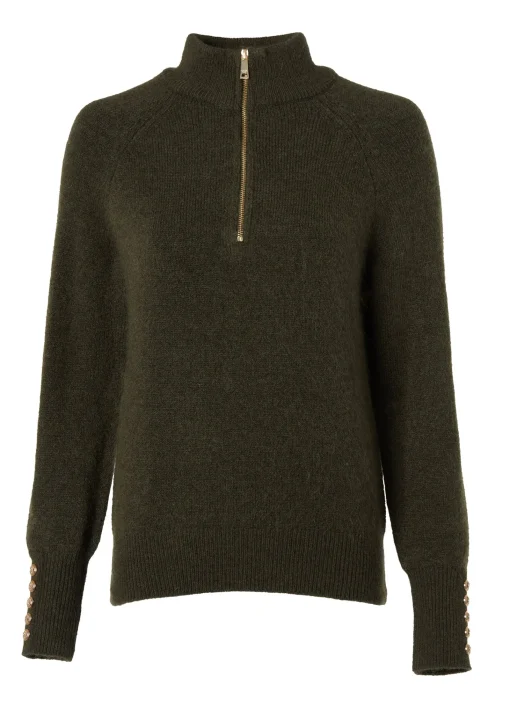 Tori Quarter Zip Knit (Forest Green)