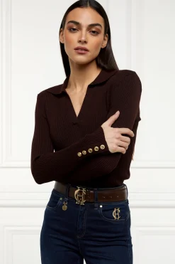 V-Neck Rib Top (Chocolate)