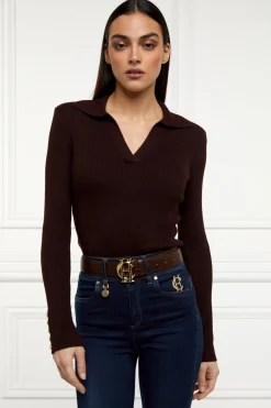 V-Neck Rib Top (Chocolate)