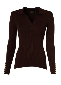 V-Neck Rib Top (Chocolate)
